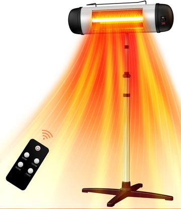 Outdoor Electric Heater, 1500W Waterproof Patio Heater for Outdoor Use, 3S Fast Heating Electric Infrared Heater with Remote, 24h Timer Tip-over & Overheat Protection, Outdoor Heaters for Patio Garage